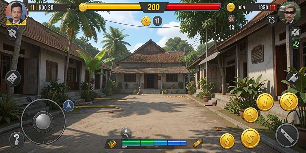 Tangkapan layar menunjukkan pertempuran epik di arena.