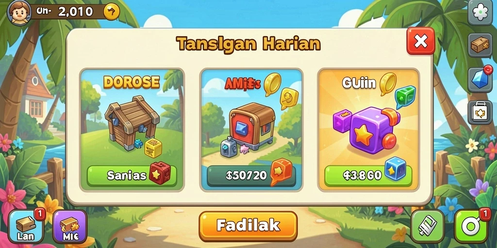 Tampilan karakter yang menarik dan berwarna.